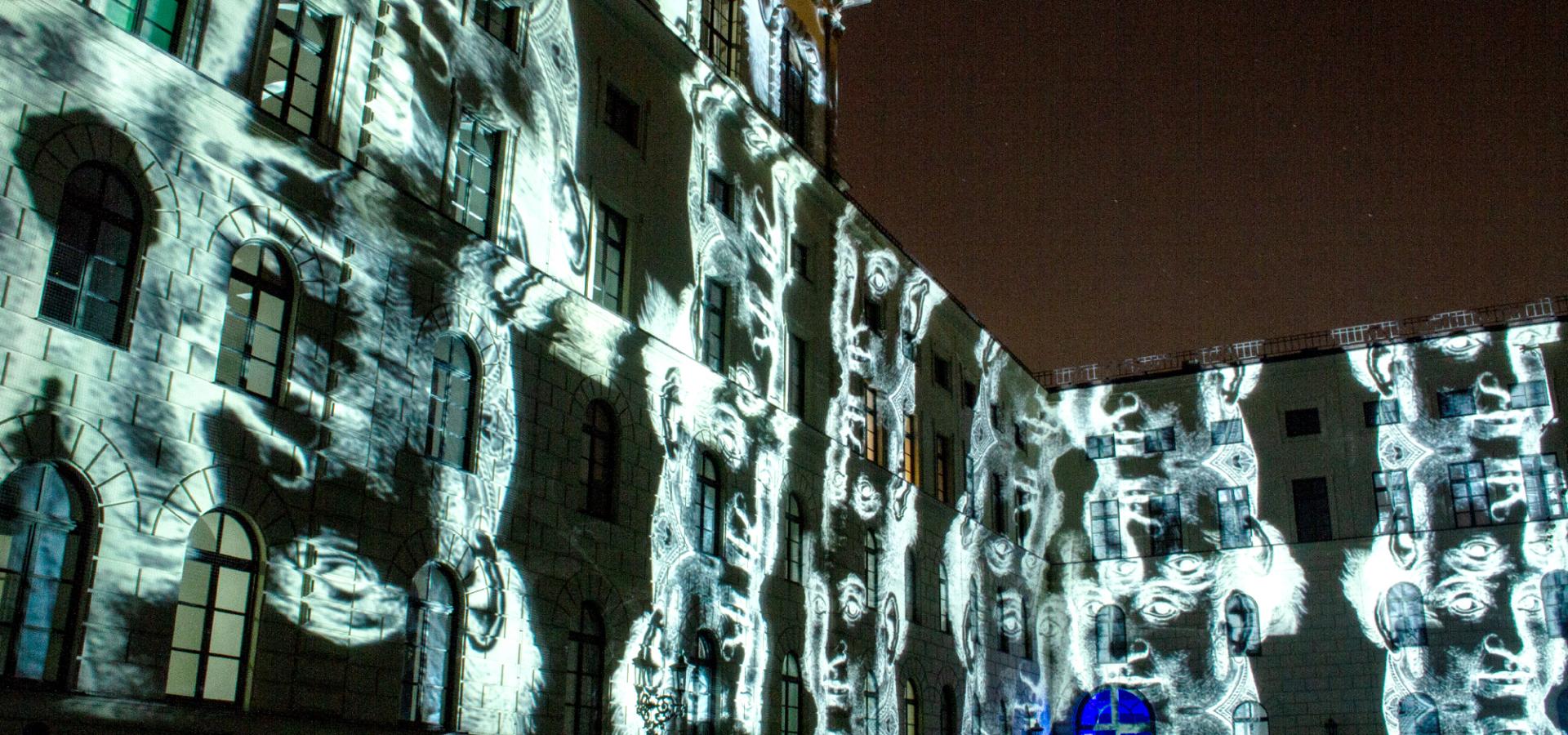 KönigsB(l)au, ephemere Festkultur, audiovisuelle Installation für die Residenz München, VG-Bildkunst 2018, Foto: E. Dietrich